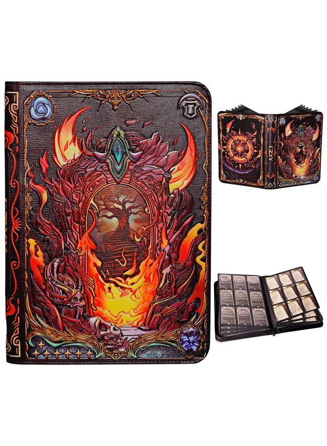 CZYY Trading Card Binder - 3D Embossed Pu Leather Album With Zipper, 9-Pocket & Side-Loading Folder Holds 360 Cards Holder, Storage & Display Case For Mtg, Tcg, Sport & Collectible Card (Orange)  - Image 1