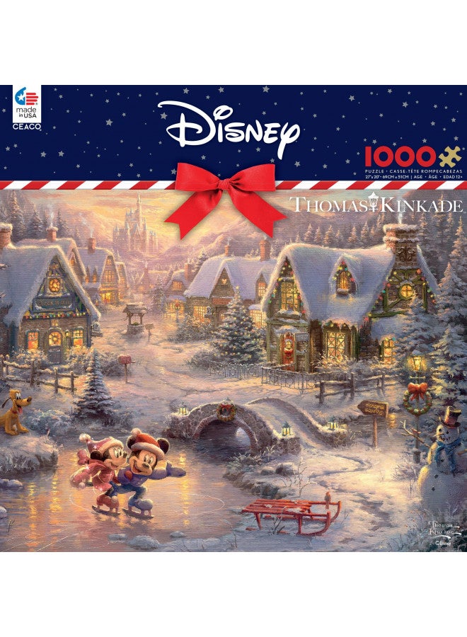 Ceaco - Thomas Kinkade - Mickey and Minnie Sweetheart Holiday - 1000 Piece Jigsaw Puzzle, 12+ years