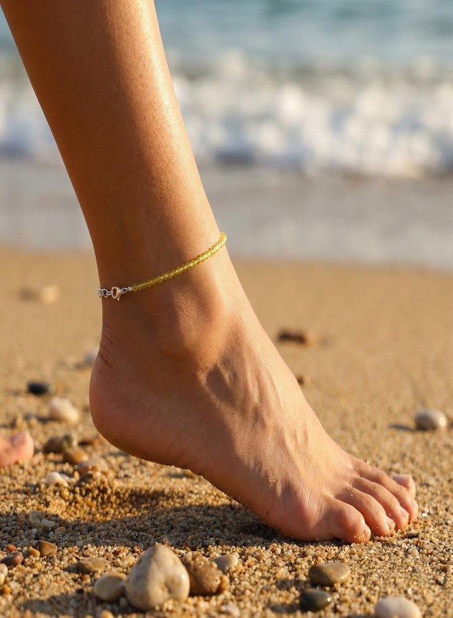 SATVIK Citrine Crystal Anklet for Women | Natural Gemstone Adjustable Spiritual Ankle Bracelet | Abundance Success Positivity Stone - Image 2