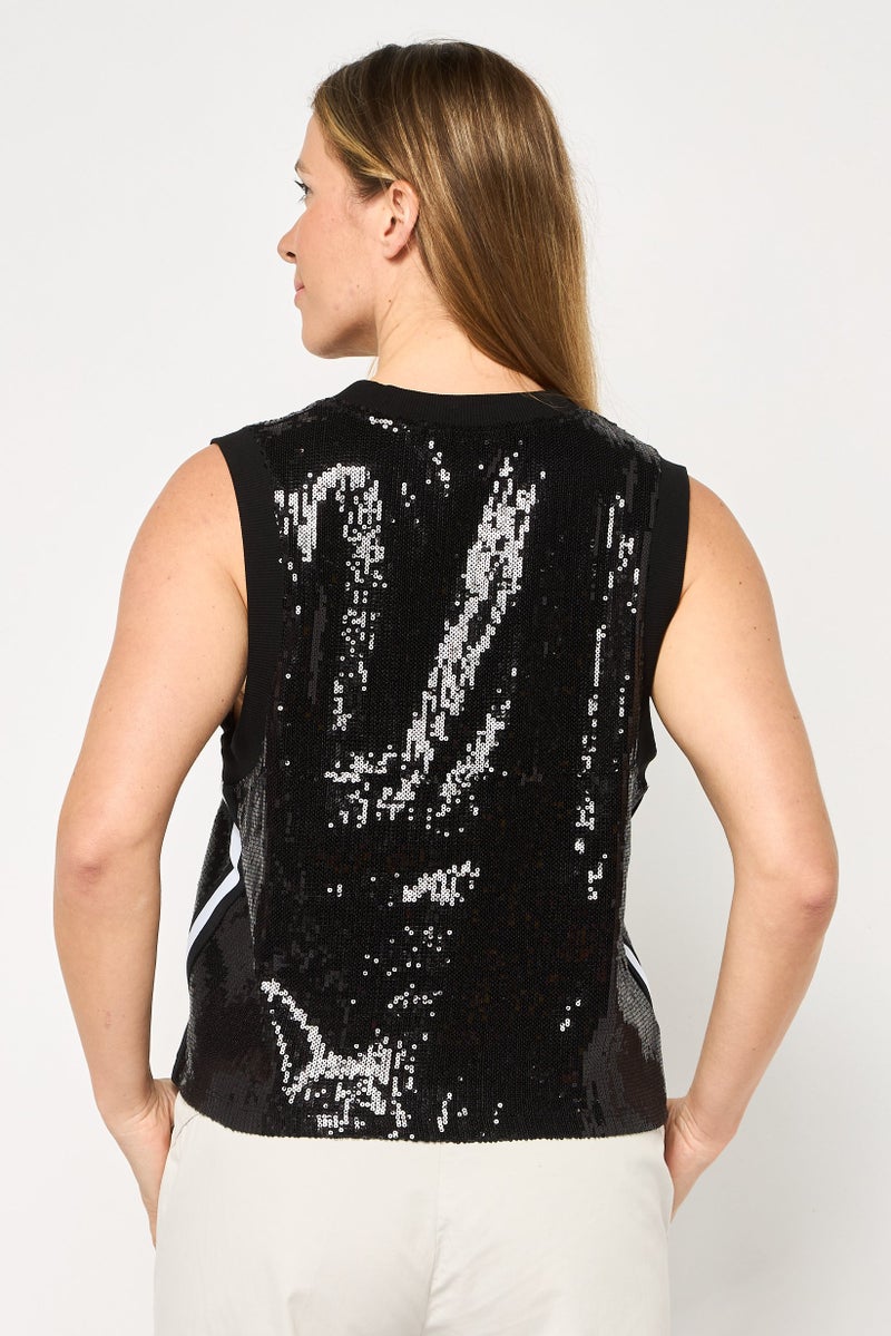 DKNY Sport Women Sportswear Fit Sequence Sleeveless Outdoor Top, Black - Image 4