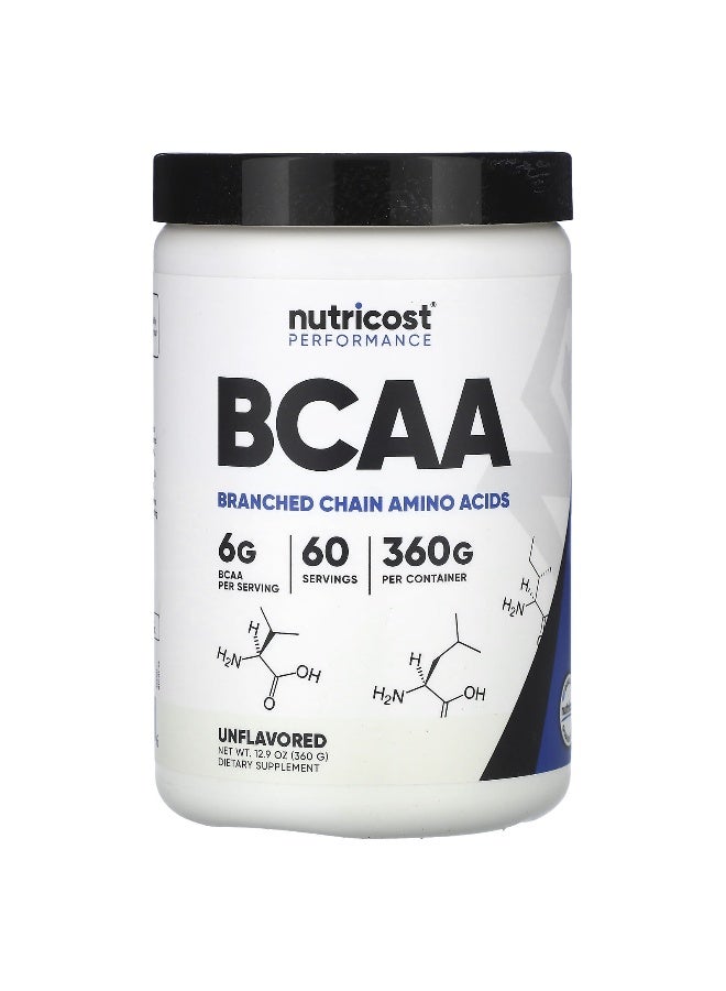 Nutricost, Performance, BCAA, Unflavored, 12.9 oz (360 g) (Packaging may vary) - Image 1