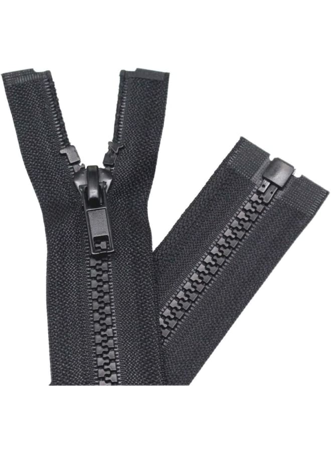 2PCS #5 52 Inch Separating Jacket Zippers for Sewing Coats Jacket Zipper Black Molded Plastic Zippers Bulk (52" 2pc) - Image 1