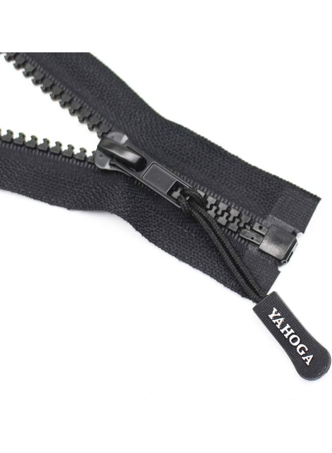 2PCS #5 52 Inch Separating Jacket Zippers for Sewing Coats Jacket Zipper Black Molded Plastic Zippers Bulk (52" 2pc) - Image 3