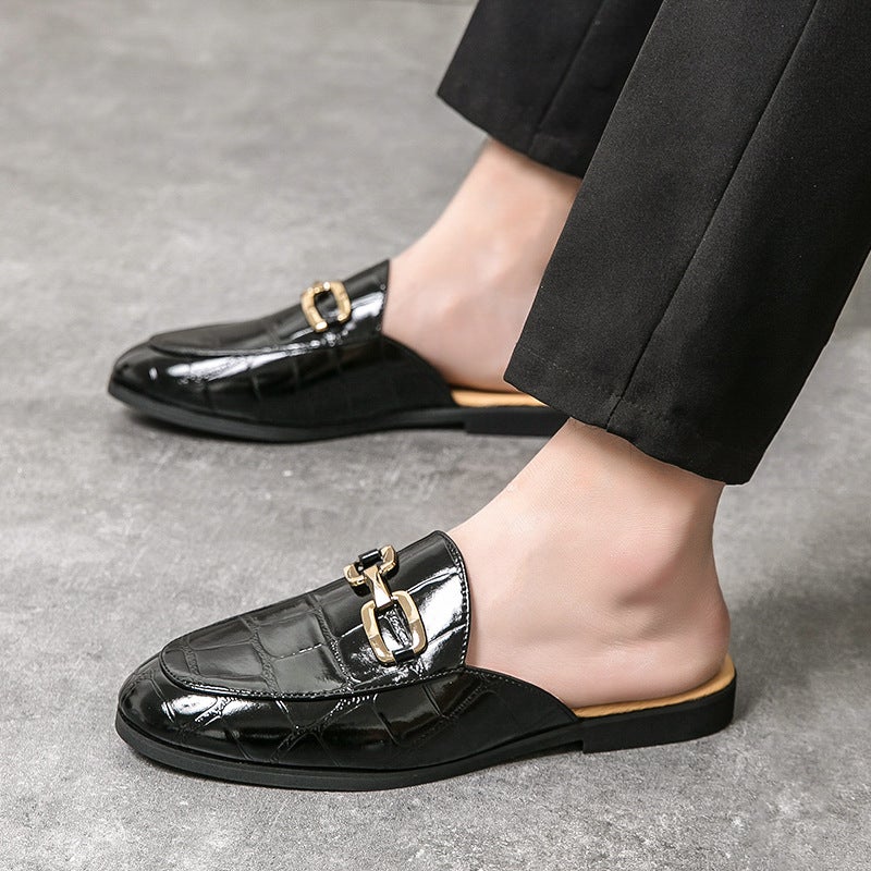 Baotou Half-Slip Leather Shoes For Men 2025 British Style Fitting Room Half-Heelless Lazy Pointed Leather Shoes For Men - Image 5