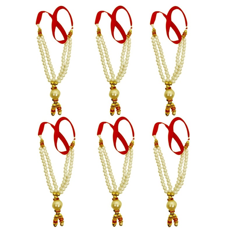 DT DECTONE Religious Moti Ki Mala for God Idol Pearl Beads for Murti Statue Gods Idols, for Temple Idols, Pooja Haar for Idols - (Cream, Pack of 6) - Image 5