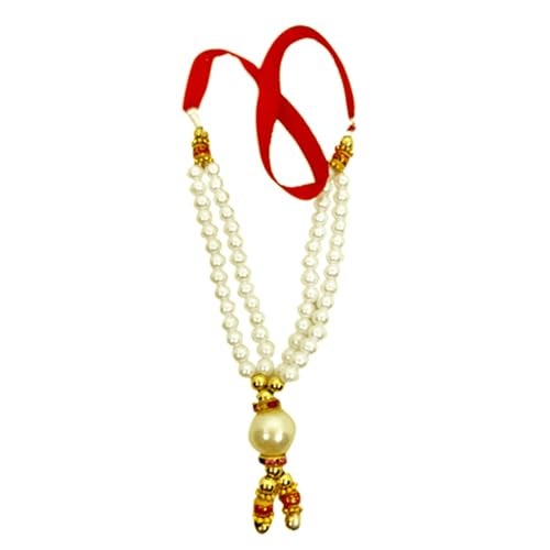 DT DECTONE Religious Moti Ki Mala for God Idol Pearl Beads for Murti Statue Gods Idols, for Temple Idols, Pooja Haar for Idols - (Cream, Pack of 6) - Image 3
