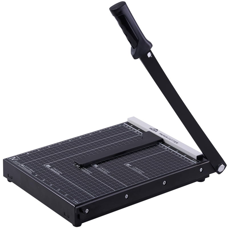 ISDIR 12-Inch Guillotine Paper Cutter, 15 Sheet Capacity, Blade Lock & Magnetic Guide, Heavy-Duty Metal Base for Precision Cutting of Cardstock, Photos, and Crafts - Ideal for Home & Office - Image 1