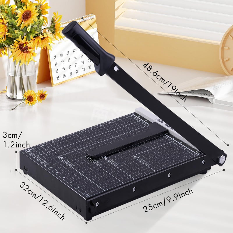 ISDIR 12-Inch Guillotine Paper Cutter, 15 Sheet Capacity, Blade Lock & Magnetic Guide, Heavy-Duty Metal Base for Precision Cutting of Cardstock, Photos, and Crafts - Ideal for Home & Office - Image 2