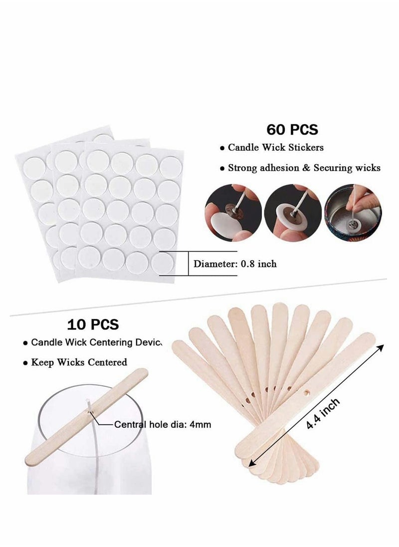 KASTWAVE Candle Wicks, 100 Pcs with 60Pcs Candle Wick Stickers and 10 Pcs Wooden Candle Wick Centering Device, Candle Making Kit, Cotton Pre-Waxed Candle Wicks for Soy Beeswax Candle DIY Gift (4inch)  - Image 4