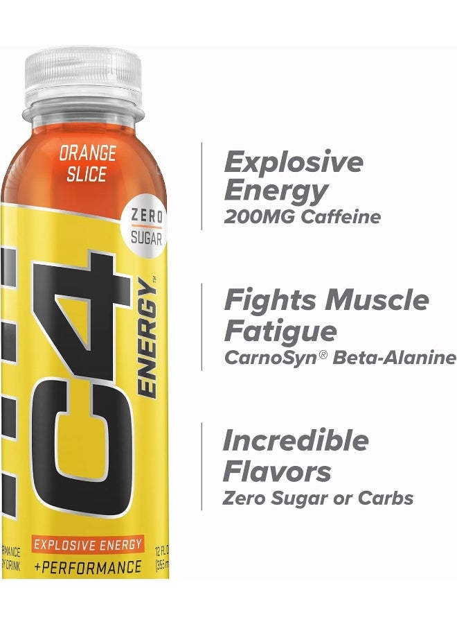Cellucor C4 Energy Non-Carbonated Zero Sugar Energy Drink, Pre Workout Drink + Beta Alanine - Orange Slice - 12 FL OZ (355 ml) - Pack of 12 - Image 3