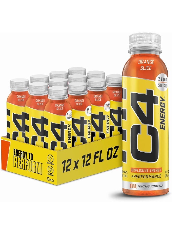 Cellucor C4 Energy Non-Carbonated Zero Sugar Energy Drink, Pre Workout Drink + Beta Alanine - Orange Slice - 12 FL OZ (355 ml) - Pack of 12 - Image 1