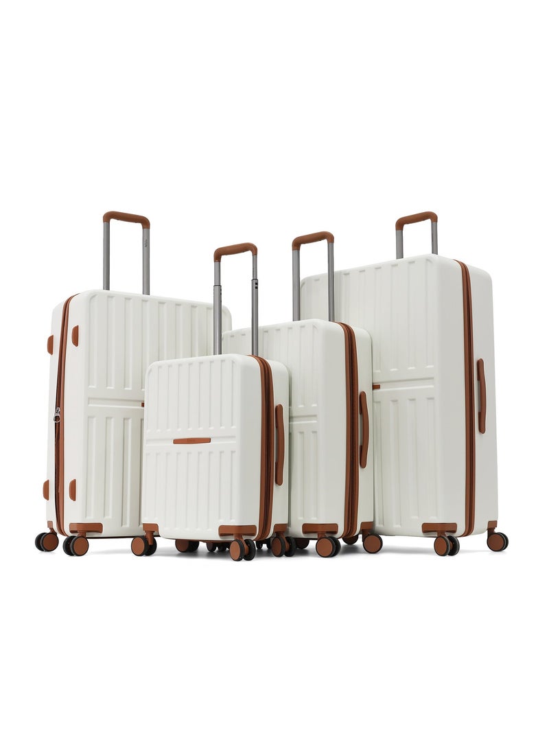 TITAN طقم حقائب تيتان من 4 قطع | حقائب ترولي صلبة للسفر | خفيفة الوزن، أنيقة، وآمنة، بيضاء (ص-20، م-24، ل-28، إكس-32 بوصة) - Image 1