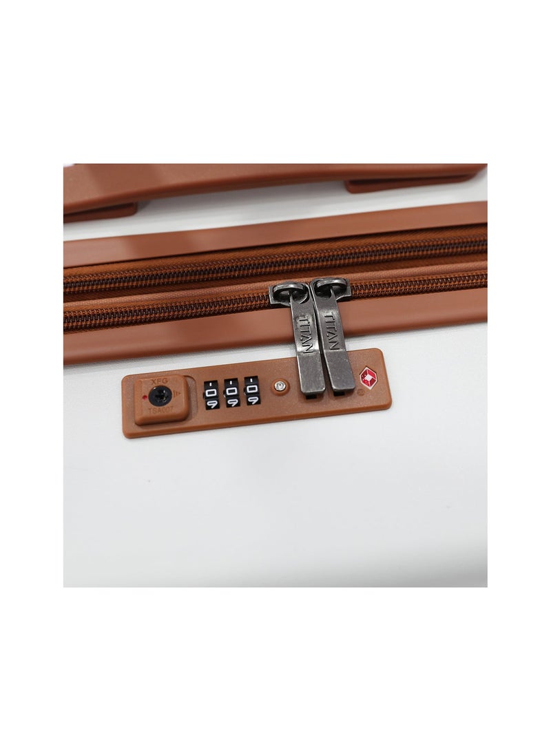 TITAN طقم حقائب تيتان من 4 قطع | حقائب ترولي صلبة للسفر | خفيفة الوزن، أنيقة، وآمنة، بيضاء (ص-20، م-24، ل-28، إكس-32 بوصة) - Image 3