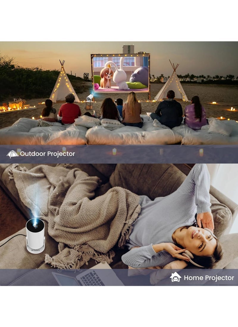 ELTRAZONE - Smart Projector 4K with Android OS, WiFi 6 & Bluetooth 5.2 – 180° Rotating Stand, Auto Focus, Electric Keystone, 1080P Full HD, Built-in Apps & HiFi Speakers - Image 1