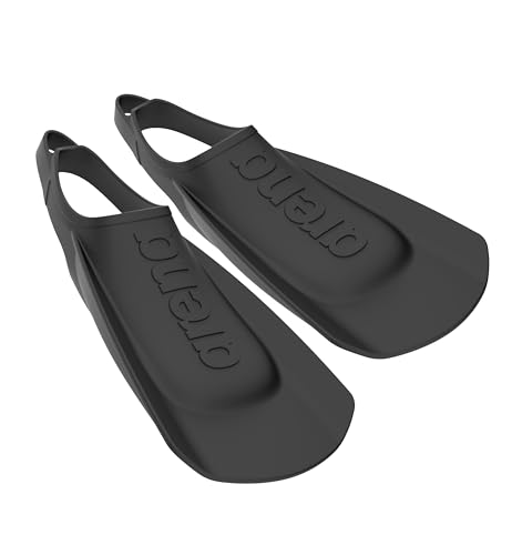 Arena Unisex Adult Comfortable Lightweight Swim Training Fins for Men and Women Silicone Short Blade Flippers Open Heel Design Black 67 - Image 1