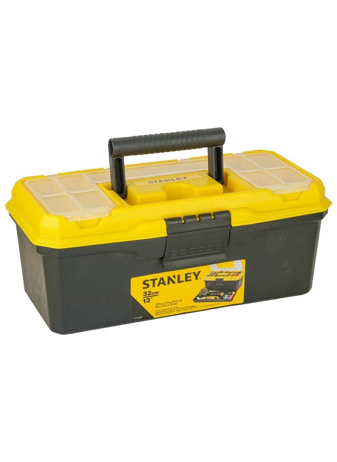 Stanley - STANLEY 1-71-948 13'' Organized Maestro Heavy-Duty Portable Plastic Essential Toolbox With Clear Top Lid & Removable Tray Compartment For Easy & Convenient Storage,1 Year Warranty,YELLOW,32x13.5x15 cm - Image 1