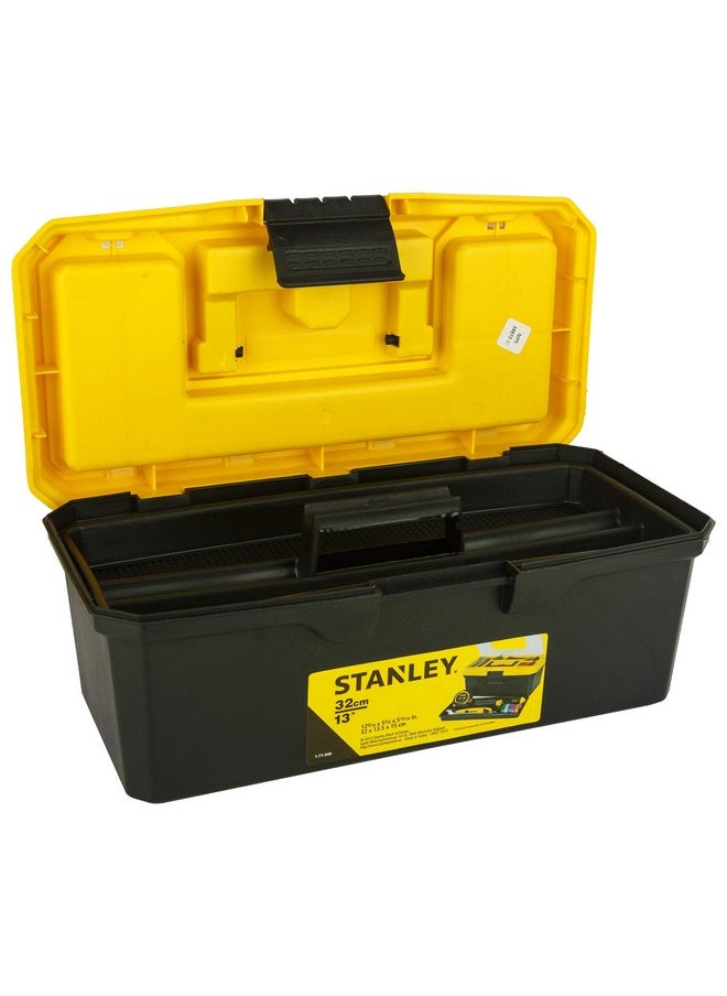 Stanley - STANLEY 1-71-948 13'' Organized Maestro Heavy-Duty Portable Plastic Essential Toolbox With Clear Top Lid & Removable Tray Compartment For Easy & Convenient Storage,1 Year Warranty,YELLOW,32x13.5x15 cm - Image 1