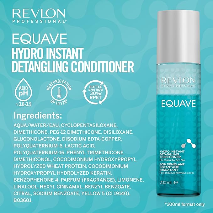 REVLON PROFESSIONAL EQUAVE HYDRO BIPHASE DETANGLING CONDITIONER FOR NORMAL TO DRY HAIR Detangling Conditioner LeaveIn Conditioner With Heat Protection HairSmoothing LeaveIn Conditioner 200 ML - Image 5