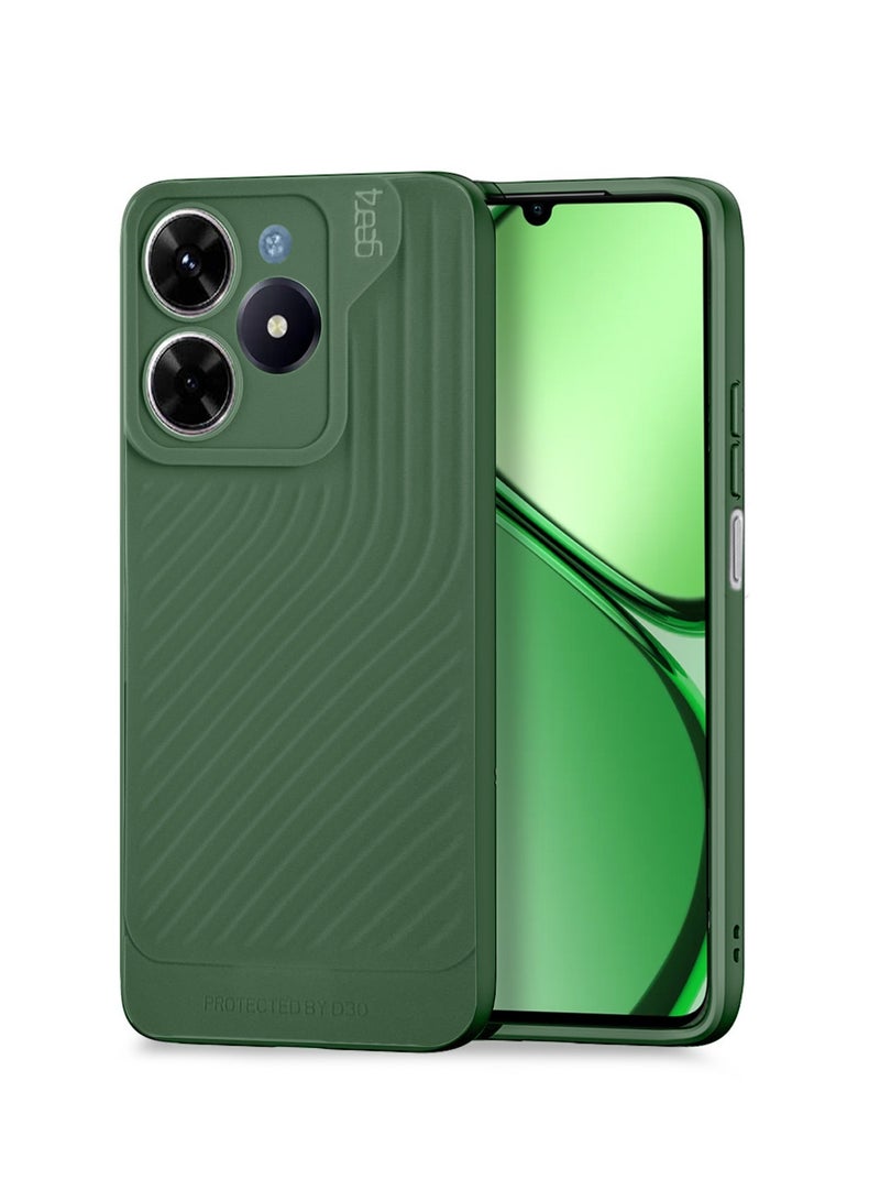 جيرفور غطاء حماية من السيليكون السائل الناعم مع نسيج متموج لهاتف Realme C61 / Realme C63 4G 2024 Gear4 أخضر داكن - Image 1