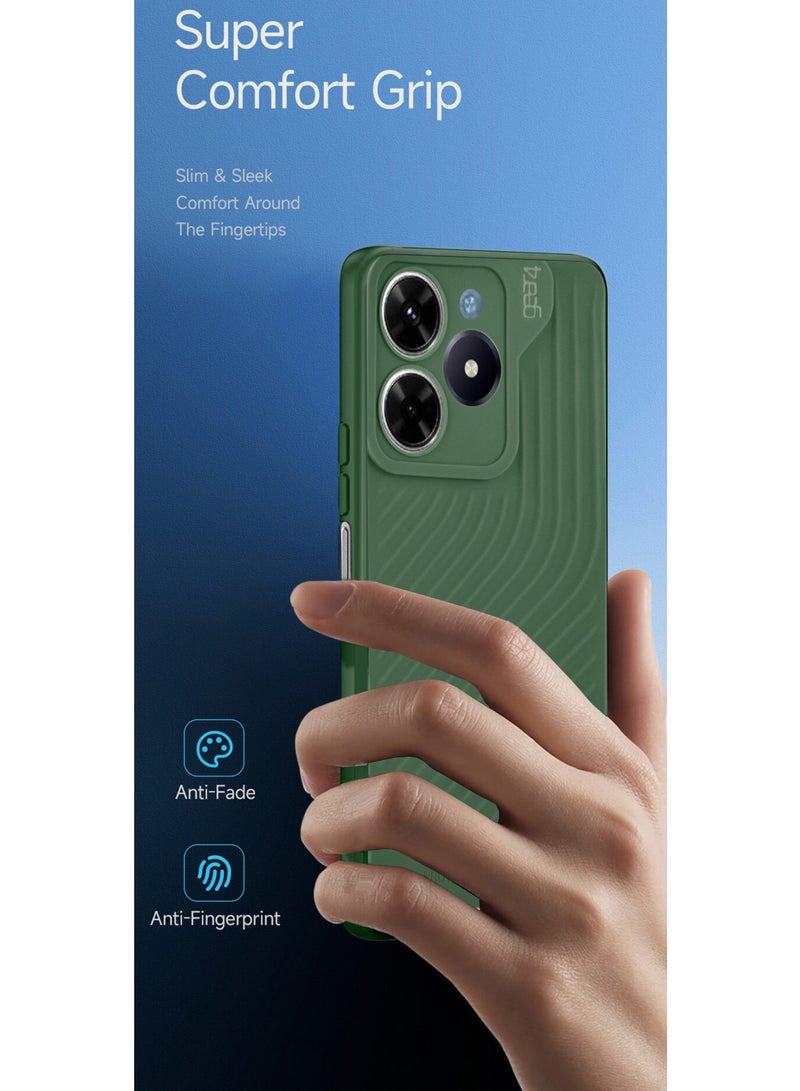 جيرفور غطاء حماية من السيليكون السائل الناعم مع نسيج متموج لهاتف Realme C61 / Realme C63 4G 2024 Gear4 أخضر داكن - Image 2