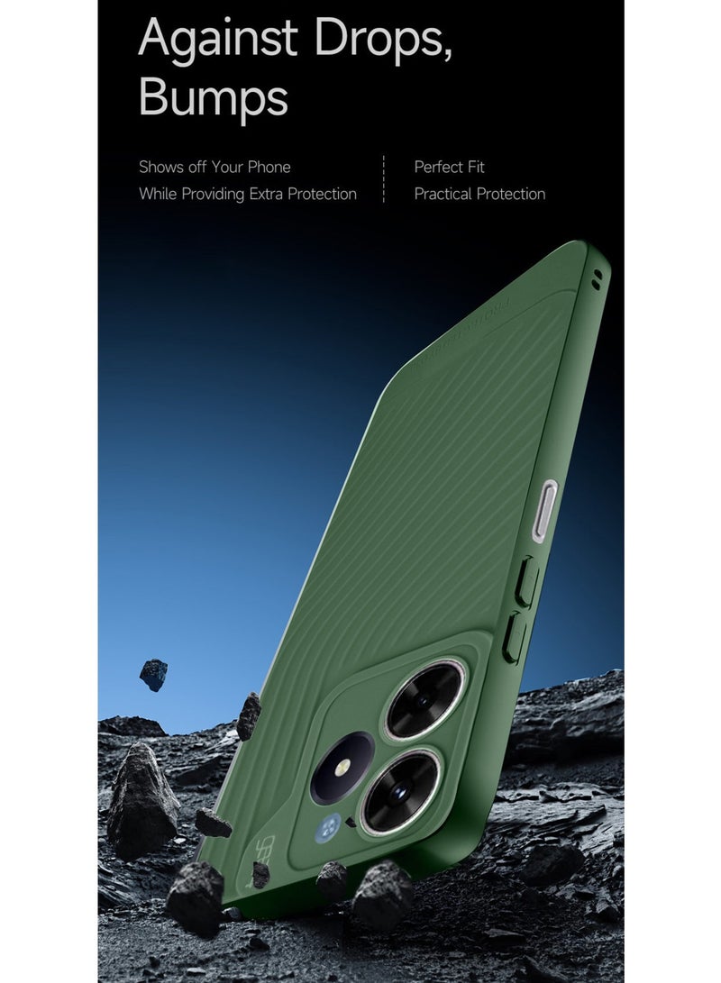 جيرفور غطاء حماية من السيليكون السائل الناعم مع نسيج متموج لهاتف Realme C61 / Realme C63 4G 2024 Gear4 أخضر داكن - Image 4
