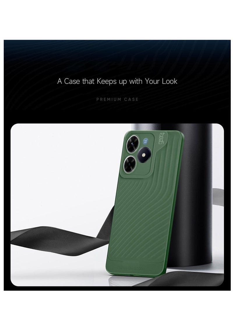 جيرفور غطاء حماية من السيليكون السائل الناعم مع نسيج متموج لهاتف Realme C61 / Realme C63 4G 2024 Gear4 أخضر داكن - Image 3