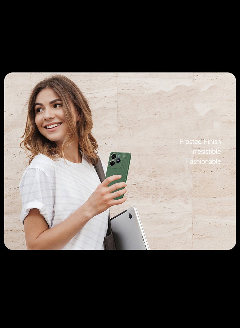 جيرفور غطاء حماية من السيليكون السائل الناعم مع نسيج متموج لهاتف Realme C61 / Realme C63 4G 2024 Gear4 أخضر داكن - Image 5