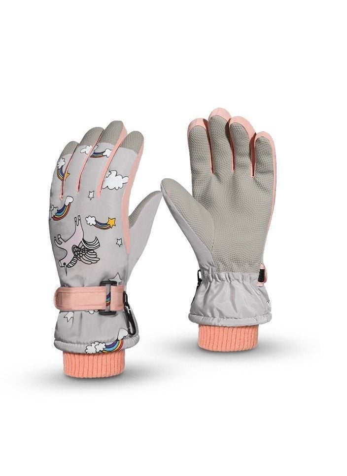 Golovejoy Children's Outdoor Waterproof Wear-Resistant Warm Mittens In Winter 