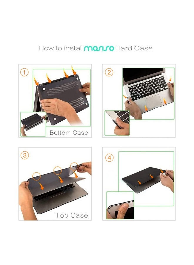 موسيسو جراب موسيسو متوافق مع ماك بوك إير 13 بوصة (الموديلات: A1369 وA1466، إصدار أقدم 2010-2017)، جراب بلاستيكي صلب واقٍ وغطاء لوحة مفاتيح وحامي شاشة، أسود - Image 2