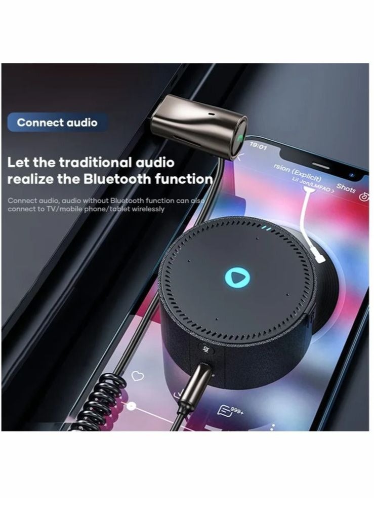 Car Bluetooth Aux Adapter, 3.5mm Bluetooth Receiver 5.0 for Car, Bluetooth Adapter Wireless Receiver, Built-in Microphone for Hands-Free Calls - Image 2