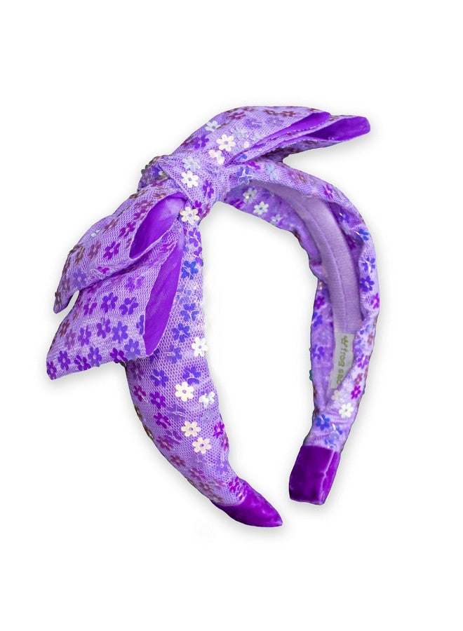 FROG SAC Bow Headbands For Girls - Toddler Hair Accessories, Little Girl Purple Bowknot Flower Hair Bands, Cute Knotted Kids Fashion Head Bands, Sparkly Floral Hairbands For Children - Image 1