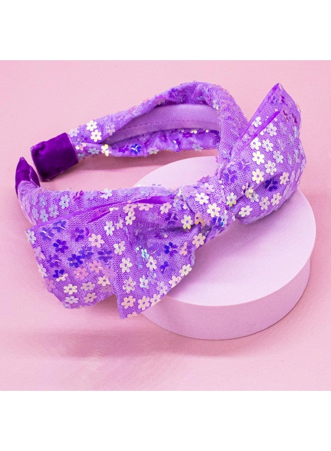 FROG SAC Bow Headbands For Girls - Toddler Hair Accessories, Little Girl Purple Bowknot Flower Hair Bands, Cute Knotted Kids Fashion Head Bands, Sparkly Floral Hairbands For Children - Image 5