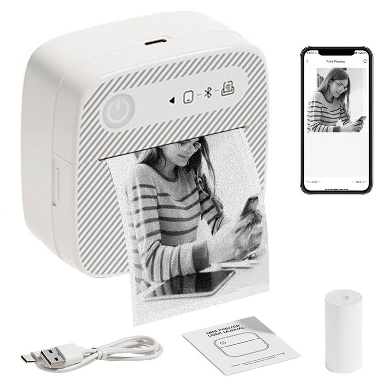 Mini Printer Portable Thermal Printer Cellphone Bluetooth Wireless Photo Printing Label Self-adhesive Paper - Image 1