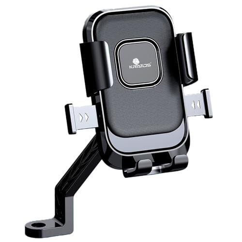 Kratos B2 Mirror Fit Mobile Holder for Scooty/Bike/Cycle with One Click Button Controlled Phone Mount, Mobile Holder for Bike 360° Rotation, Ideal for Maps and GPS Navigation, Secure Grip - Image 1