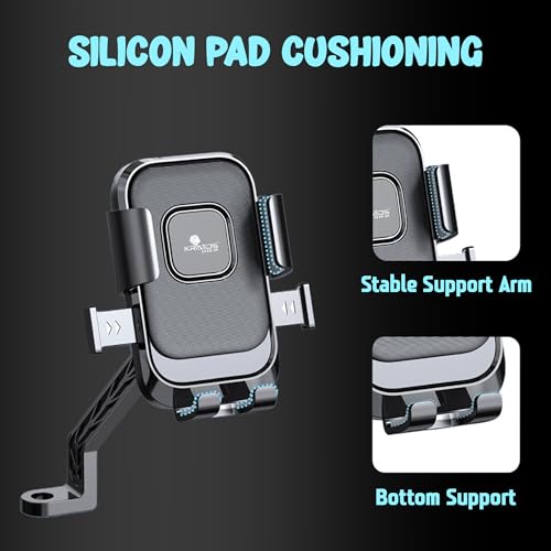 Kratos B2 Mirror Fit Mobile Holder for Scooty/Bike/Cycle with One Click Button Controlled Phone Mount, Mobile Holder for Bike 360° Rotation, Ideal for Maps and GPS Navigation, Secure Grip - Image 5