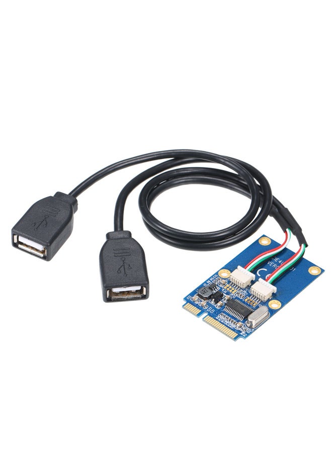 محول Mini Pci-e إلى USB للكمبيوتر المحمول Mpcie إلى بطاقة توسيع واجهة USB2.0 مزدوجة المنفذ - اللون: ارتفاع كامل مع خط عادي - Image 2