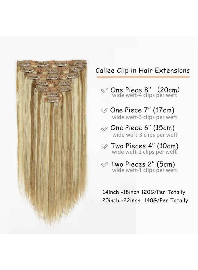 Caliee Blonde Clip in Hair Extensions Real Human Hair,P10-613 Natural Human Hair Extensions Clip ins Real Human Hair for Women Full Head 120G with 16 Clips 7Pcs Lace Clip in hair 18Inch - Image 2