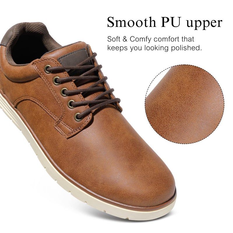 NCCB Men's Casual Oxfords Dress Shoes for Men Comfortable Business Formal Sneakers Brown - Image 4