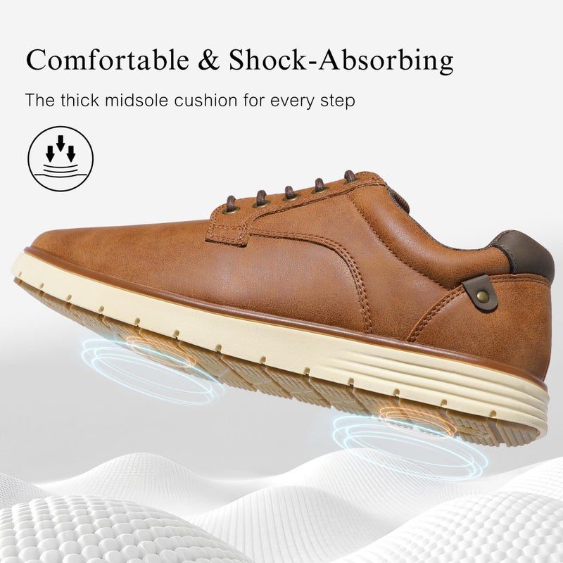 NCCB Men's Casual Oxfords Dress Shoes for Men Comfortable Business Formal Sneakers Brown - Image 5