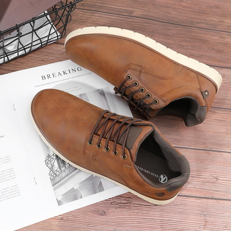 NCCB Men's Casual Oxfords Dress Shoes for Men Comfortable Business Formal Sneakers Brown - Image 3