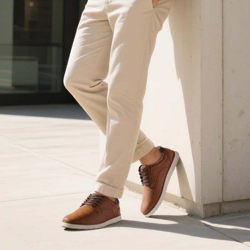 NCCB Men's Casual Oxfords Dress Shoes for Men Comfortable Business Formal Sneakers Brown - Image 2