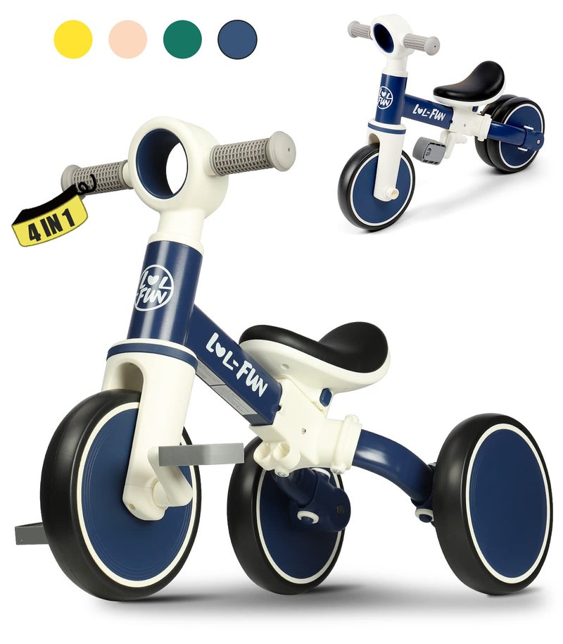 LOL-FUN Baby Balance Bike Toy for 1 2 Year Old Boys Girls Gift Toddler Tricycle 1-3 Year Old with Removable Pedal, 4 in 1 Trike for Ages 1-3 Present - Image 1