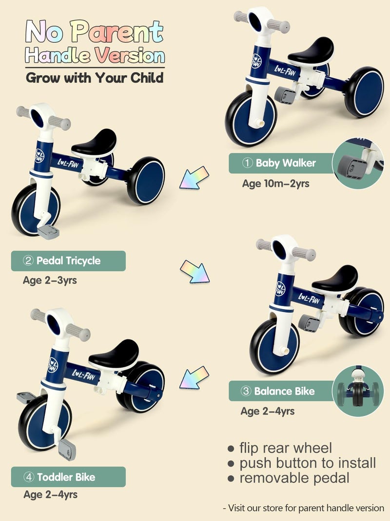 LOL-FUN Baby Balance Bike Toy for 1 2 Year Old Boys Girls Gift Toddler Tricycle 1-3 Year Old with Removable Pedal, 4 in 1 Trike for Ages 1-3 Present - Image 2