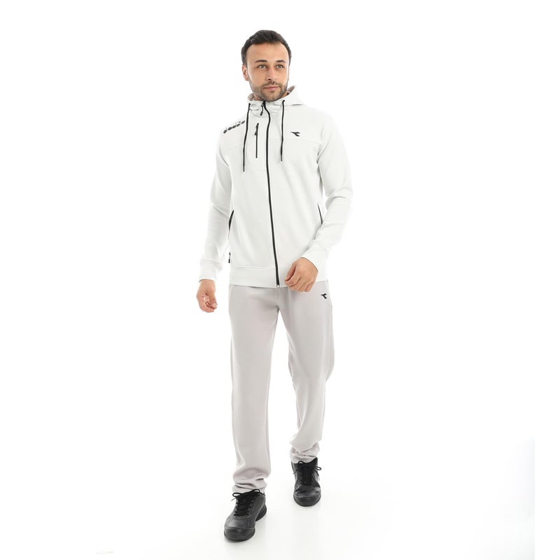 Diadora Men Sport Hoodie Training Suit - White Size: L