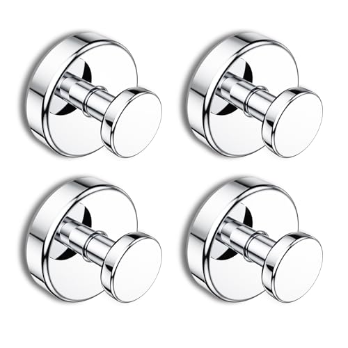 Bntuk Suction Cup Hooks for Shower, Removable Towel Hooks for Bathroom Window Glass Door Wall, Bath Robe Looafh Hook for Hanging - 4 Pack, Chrome - Image 1