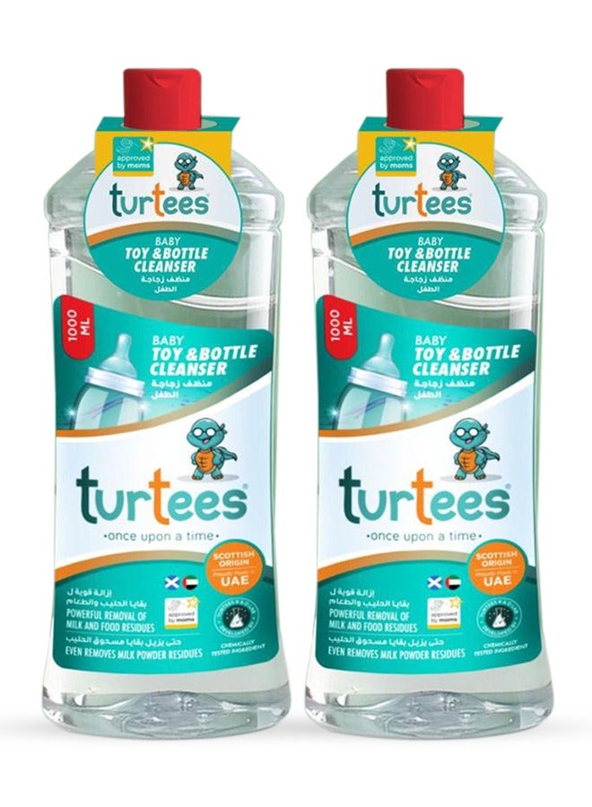 ترتيس عبوة من منظف ألعاب وزجاجات الأطفال من تورتيز (عبوتان × 1000 مل) - سائل لطيف وآمن لتنظيف زجاجات الأطفال والحلمات والألعاب وإكسسوارات الرضاعة - يزيل بقايا الحليب، خالي من الكحول والألوان. - Image 1