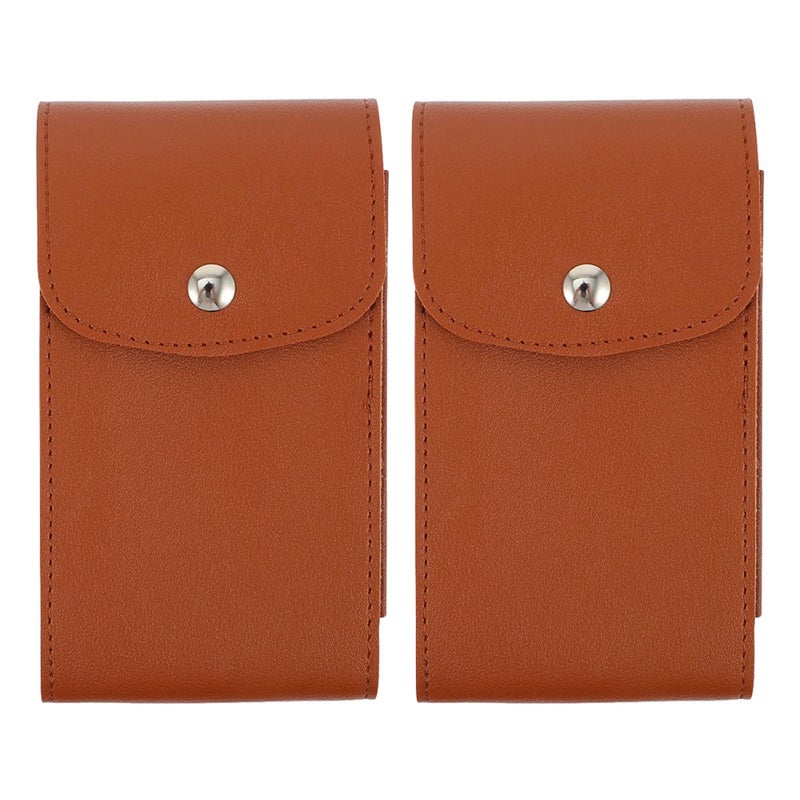 Cowhide Leather Watch Storage Pouch Set Of 2 With Earphone Organizer Portable Travel Jewelry Case - Image 2