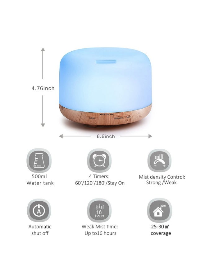 Kueh 500ml Essential Oil Diffuser, Quiet Aromatherapy Mist Diffusers for Essential Oils, Ultrasonic Oil Diffuser with Remote Control,Timer, 7 Colors Light for Bedroom - Image 5