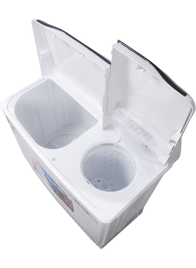 AKAI 12kg Twin-Tub, Semi-Automatic Washing Machine, Powerful Pulsator, Energy Efficient, Easy Wash Timer, Spin Timer, White WMMA-X012TT - Image 4
