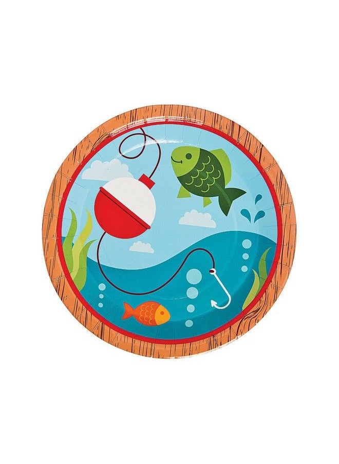 Fun Express Little Fisherman Dinner Party Plates Set Of 8 Birthday Party Supplies  - Image 1